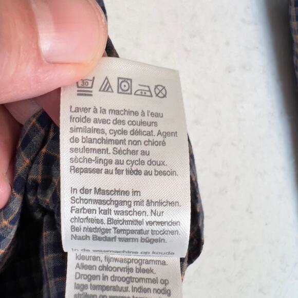 J. Crew Mercantile Flex Button Down Shirt Men's L Blue Orange Check Long Sleeve - Picture 7 of 13